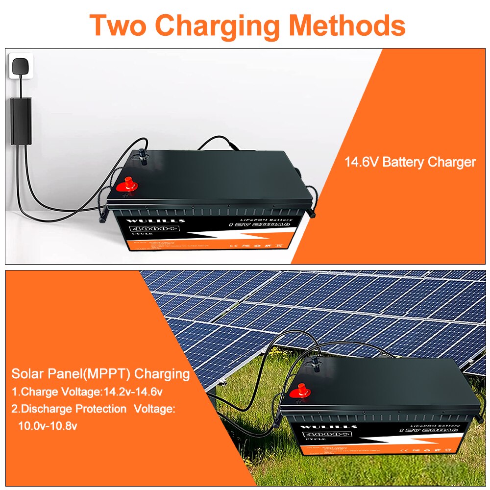 Batterie LiFePO4 12V 200Ah avec BMS pour système solaire et camping-car