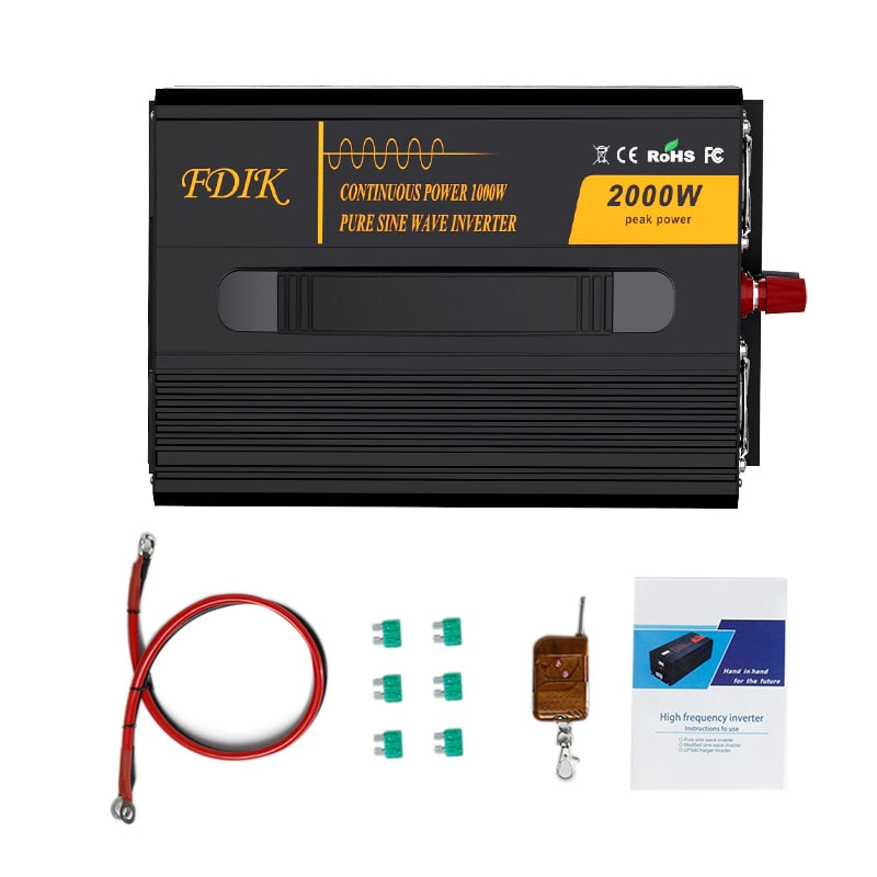 FDIK - Portable Pure Sine Wave Power Inverter with LCD Display