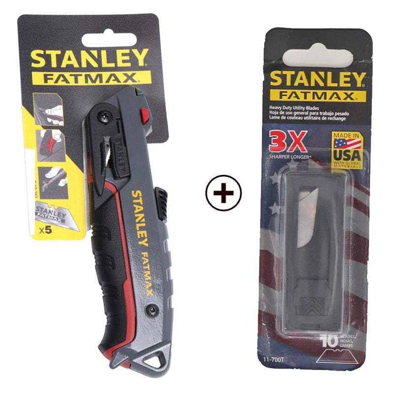 Stanley FatMax - Couteau de sécurité en carton double usage, auto-rétractable, lame rapide, remplaçable et ouvre-boîte, marque américaine 10-242